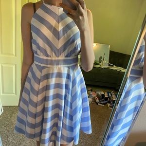 blue & white striped dress
